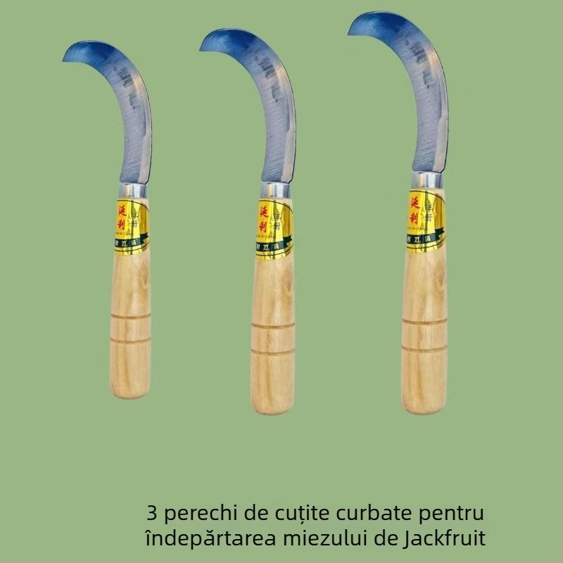 Cuțit pentru îndepărtarea miezului din jackfruit, lamă albă curbată — unealtă pentru fructe