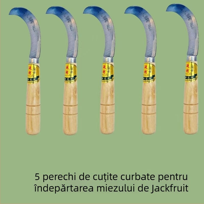 Cuțit pentru îndepărtarea miezului din jackfruit, lamă albă curbată — unealtă pentru fructe