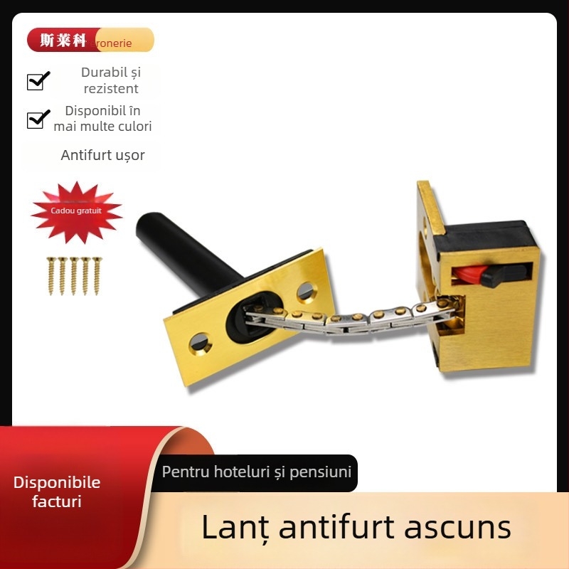 Zăvor ascuns pentru ușa de hotel cu lanț antifurt, din aliaj de zinc