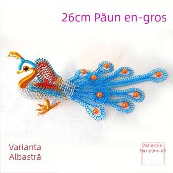 Model de paun din sârmă de aluminiu, 26 cm, ornament decorativ pentru casă și sufragerie