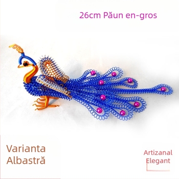 Model de paun din sârmă de aluminiu, 26 cm, ornament decorativ pentru casă și sufragerie