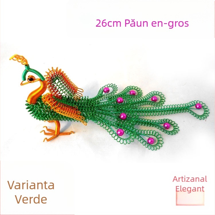 Model de paun din sârmă de aluminiu, 26 cm, ornament decorativ pentru casă și sufragerie