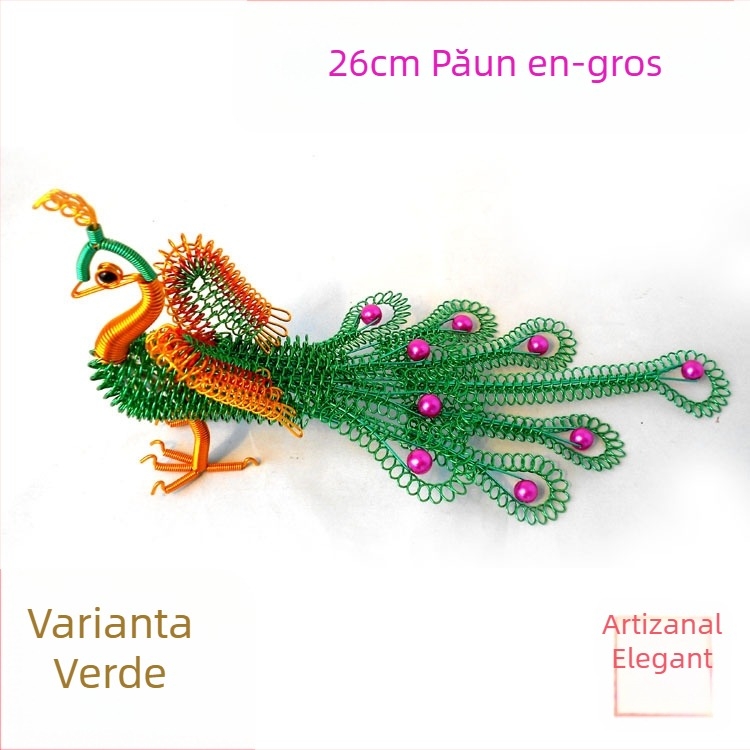 Model de paun din sârmă de aluminiu, 26 cm, ornament decorativ pentru casă și sufragerie