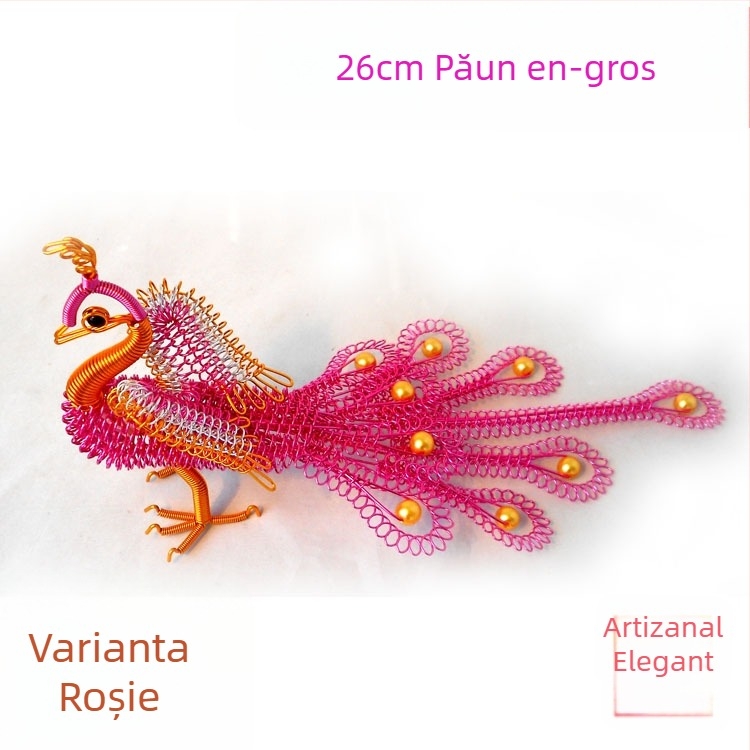 Model de paun din sârmă de aluminiu, 26 cm, ornament decorativ pentru casă și sufragerie