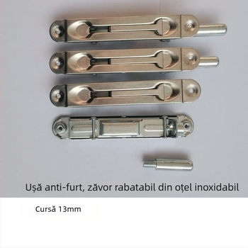 Zăvor pentru ușă de incendiu cu bolți ascunți sus-jos, zăvor tip fluture, oțel inoxidabil, finisaj lucios, design modern minimalist