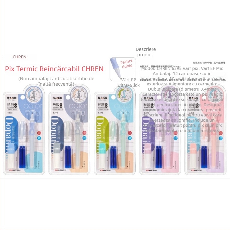 Stilou termic ștergător cu cerneală pentru clasele a treia și a patra, vârf EF 0,38 mm, priză moale pentru exerciții de scriere