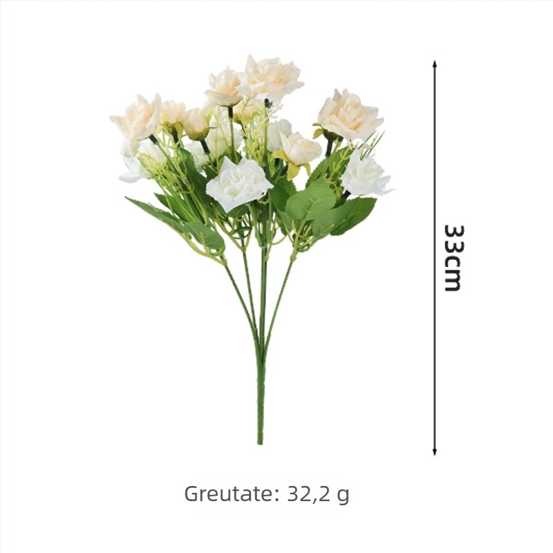 Buchet cu 15 trandafiri artificiali pentru nunți și decor de casă