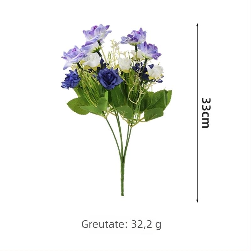 Buchet cu 15 trandafiri artificiali pentru nunți și decor de casă