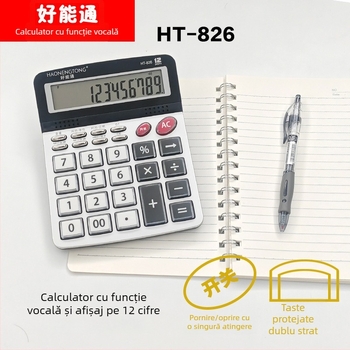 HT-826 Calculator vocal cu afișaj de 12 cifre, pentru birou