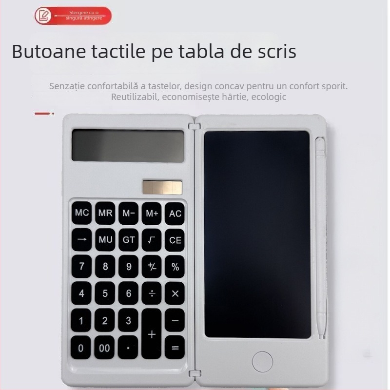 Calculator pliabil cu tablă pentru scris pentru elevi, cadou de birou, calculator solar de birou
