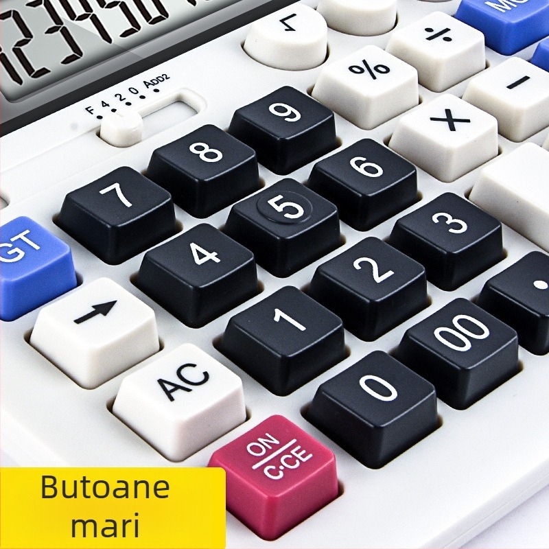 Deli 2136 calculator solar, afișaj de 12 cifre, calculator de birou cu alimentare dublă