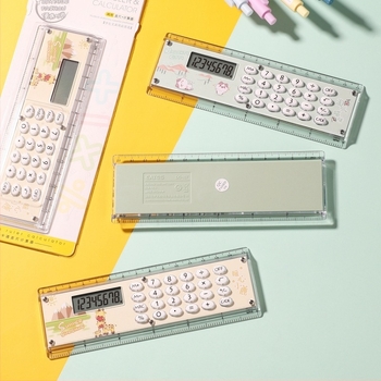 Iida calculator multifuncțional pentru elevi de școală primară, cu riglă, afișaj de 8 cifre, ABS