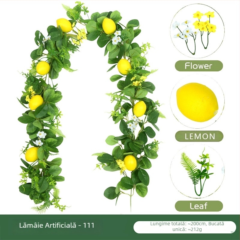 Viță de lămâie artificială cu frunze realiste, plantă decorativă de primăvară