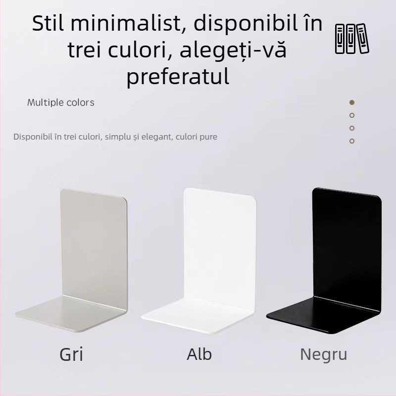 Suport plastic pentru cărți, în formă de L, minimalist, pentru birou