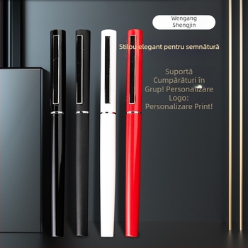 Stilou de semnătură din metal, negru, cu logo gravat cu laser, cadouri corporative