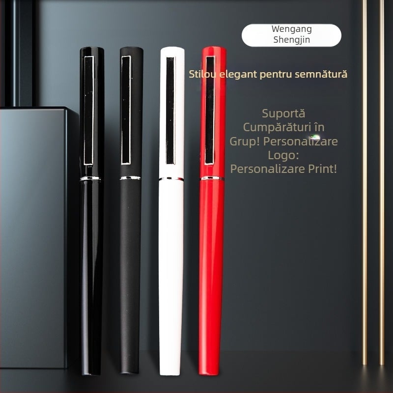 Stilou de semnătură din metal, negru, cu logo gravat cu laser, cadouri corporative
