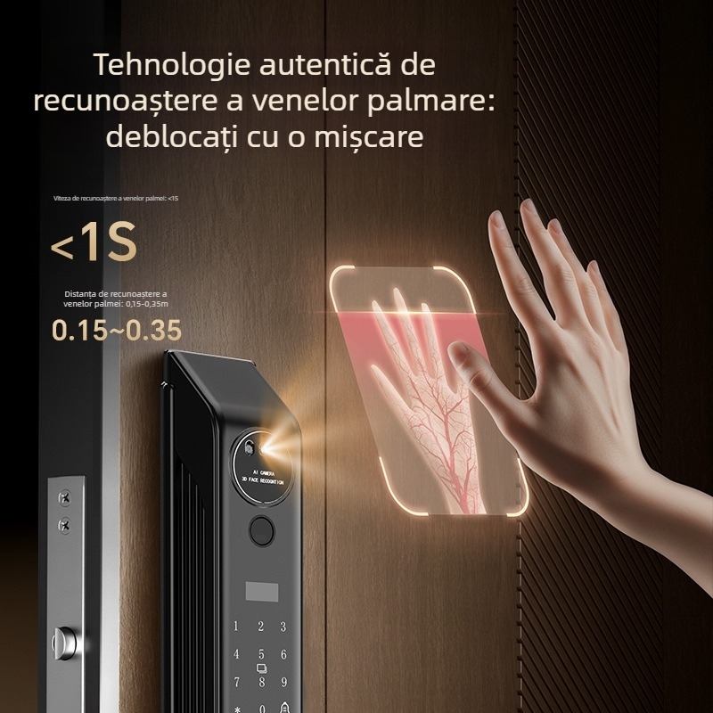 Încuietoare inteligentă cu recunoaștere facială 3D, acces prin amprentă și parolă, lacăt electronic cu cameră de supraveghere