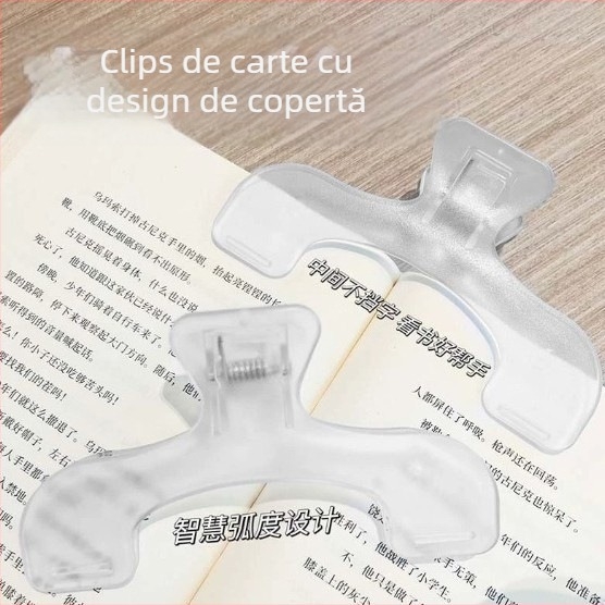 Clip transparent pentru carte, design de nișă, suport practic pentru notițe pentru elevi, previne întoarcerea paginilor, model E18