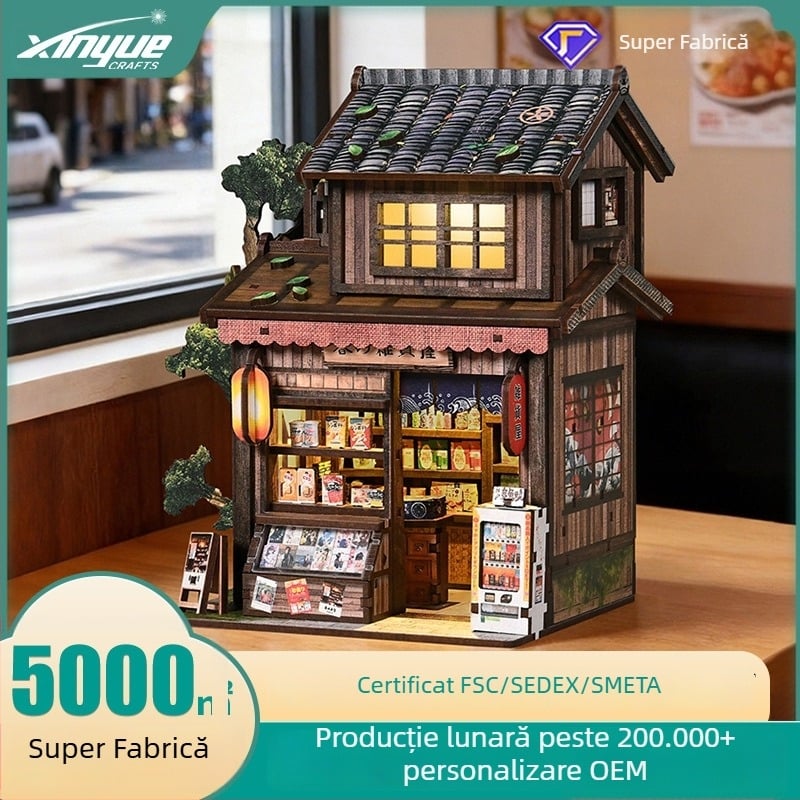 DIY Casă miniaturală din lemn 3D pentru cărți – Suport de carte, model de asamblare, cadou