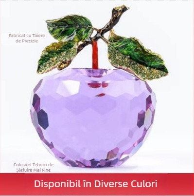 Ornament din cristal: sferă din cristal și măr din cristal, Mărul Păcii, decor de Crăciun, obiect de artizanat