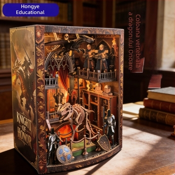 Suport de cărți DIY nou, Dragon Spine Glory Knight Hall - scenă 3D în miniatură, puzzle din lemn, jucărie educativă și decor