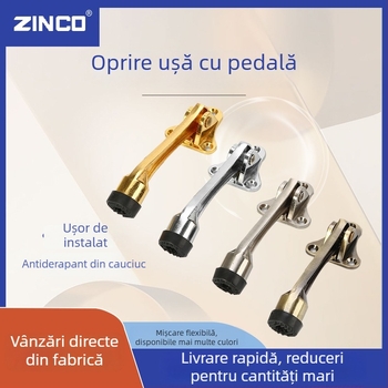 Stop de ușă din aliaj de zinc, în formă de potcoavă, cu amortizor din cauciuc, montat pe perete, protecție anti-coliziune pentru dormitor