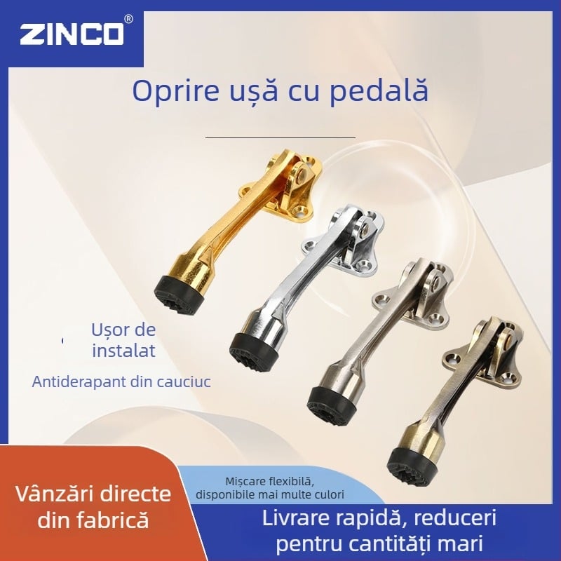 Stop de ușă din aliaj de zinc, în formă de potcoavă, cu amortizor din cauciuc, montat pe perete, protecție anti-coliziune pentru dormitor