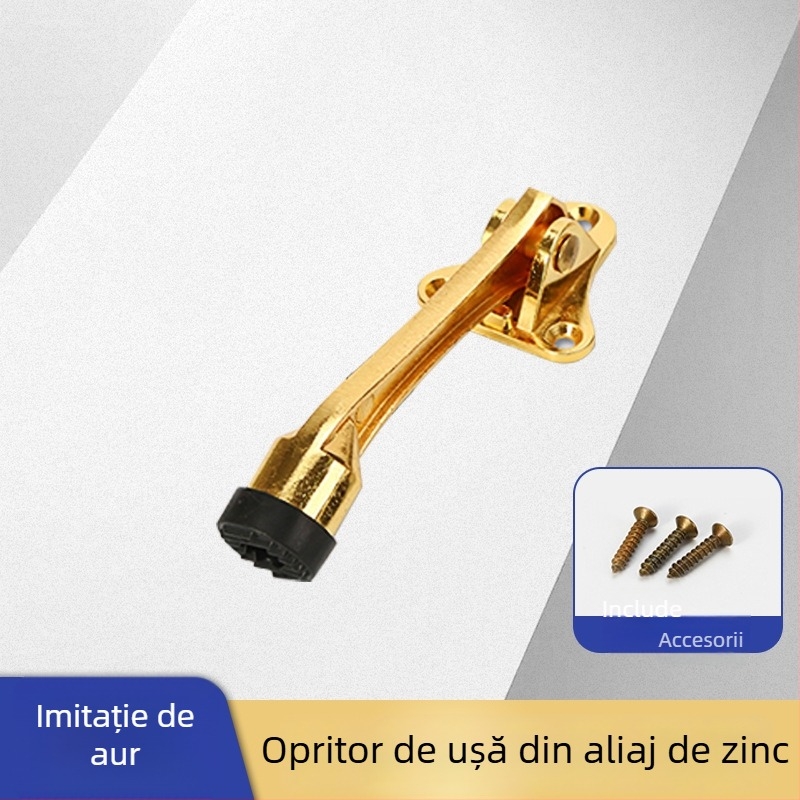 Stop de ușă din aliaj de zinc, în formă de potcoavă, cu amortizor din cauciuc, montat pe perete, protecție anti-coliziune pentru dormitor