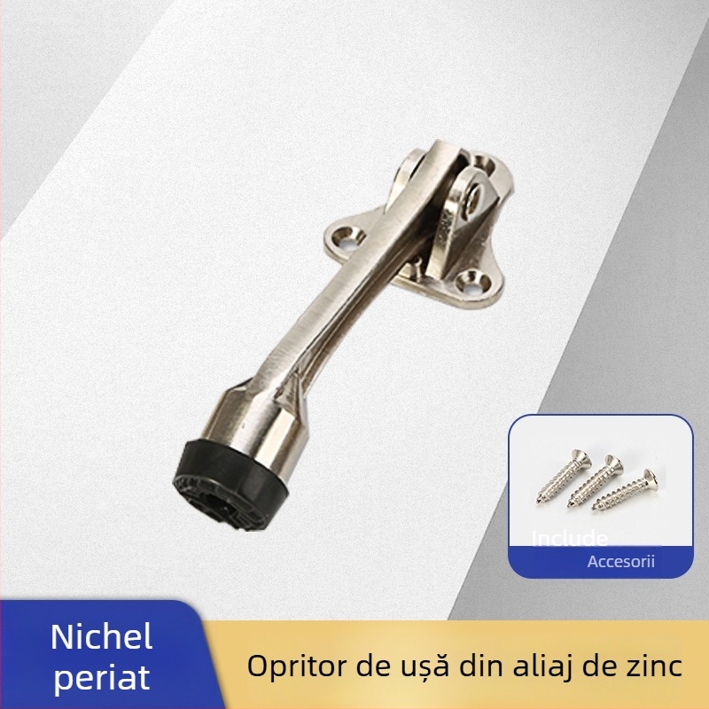 Stop de ușă din aliaj de zinc, în formă de potcoavă, cu amortizor din cauciuc, montat pe perete, protecție anti-coliziune pentru dormitor