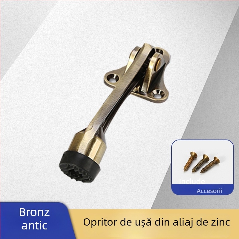 Stop de ușă din aliaj de zinc, în formă de potcoavă, cu amortizor din cauciuc, montat pe perete, protecție anti-coliziune pentru dormitor