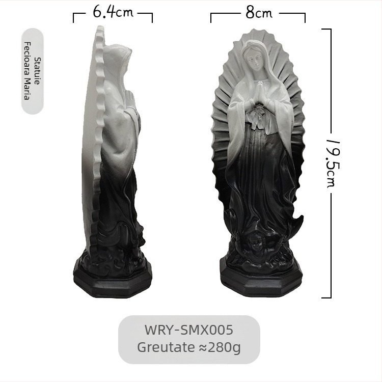 Statuia Fecioarei Mexicane pentru decor interior, figură religioasă din rășină