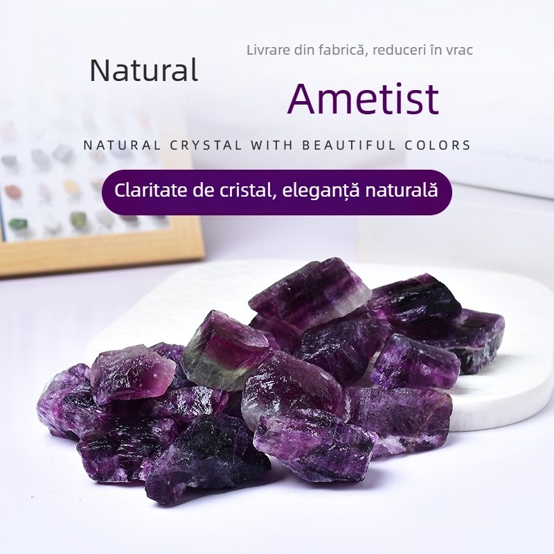 Piatră brută de fluorit mov natural, piatră pentru aromaterapie, decor pentru bonsai, fragment mare de cristal demagnetizat