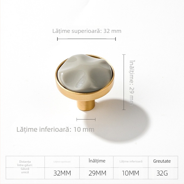 Mâner pentru ușă de dulap, formă scoică, cu o singură gaură, stil nordic