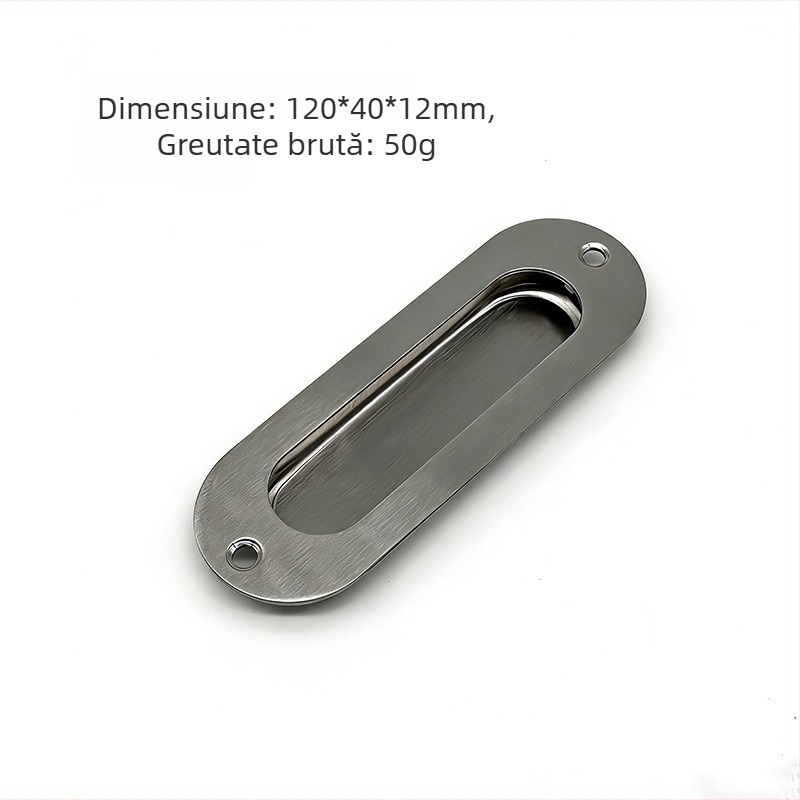 Mâner din oțel inoxidabil, oval încastrat pentru uși glisante, sertare și dulapuri