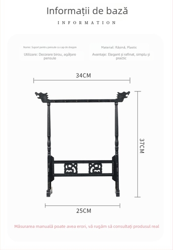 Suport pentru pixuri în formă de robinet, pentru caligrafie și pictură tradițională chineză, 12 găuri, rășină-plastic, aspect lemn, imitatie aripă de pui, pentru cele patru comori ale studiului
