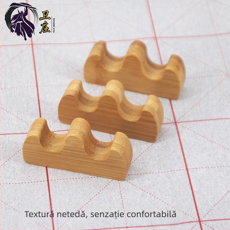 Suport din bambus pentru pensulele de caligrafie, suport din lemn, în formă de munte, compact
