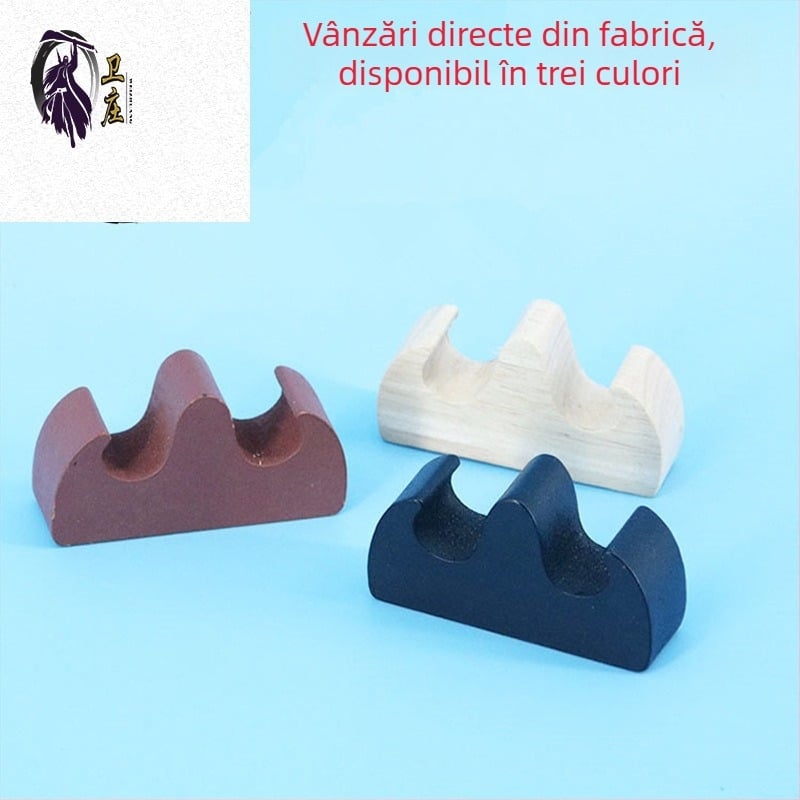 Suport din lemn pentru pensule în formă de munte, destinat caligrafiei - mic suport, disponibil în natur, roșu sau negru.