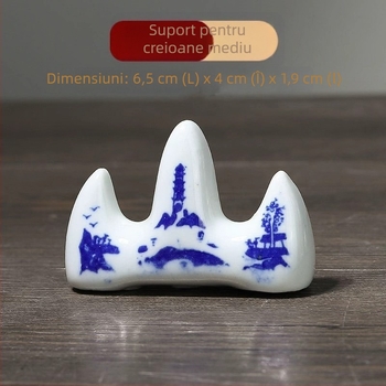 Suport ceramic pentru pix în formă de munte, cu cap de dragon, pentru pictură chineză și caligrafie, stil antic