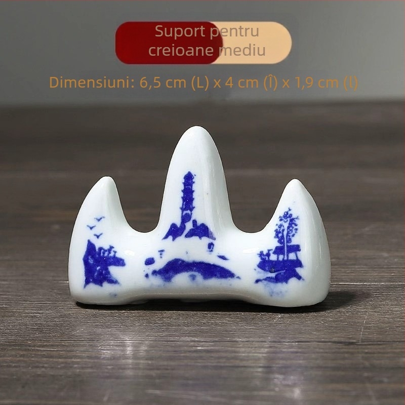 Suport ceramic pentru pix în formă de munte, cu cap de dragon, pentru pictură chineză și caligrafie, stil antic