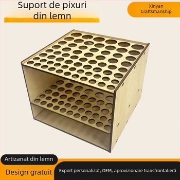 Suport din lemn pentru pixuri cu 67 de găuri — organizator de birou, suport pentru creioane, creioane de ochi și sprâncene, personalizabil