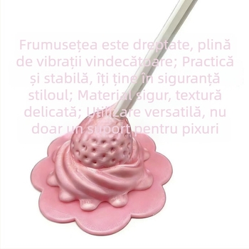 Suport pentru pix imprimat 3D, cu temă de milkshake de căpșuni, compatibil cu stylus și pixuri gel, obiect decorativ pentru birou
