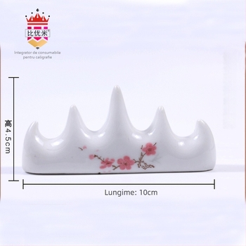 Suport ceramic pentru pensule, în formă de cinci degete, cu motiv de floare de prune, pentru caligrafie