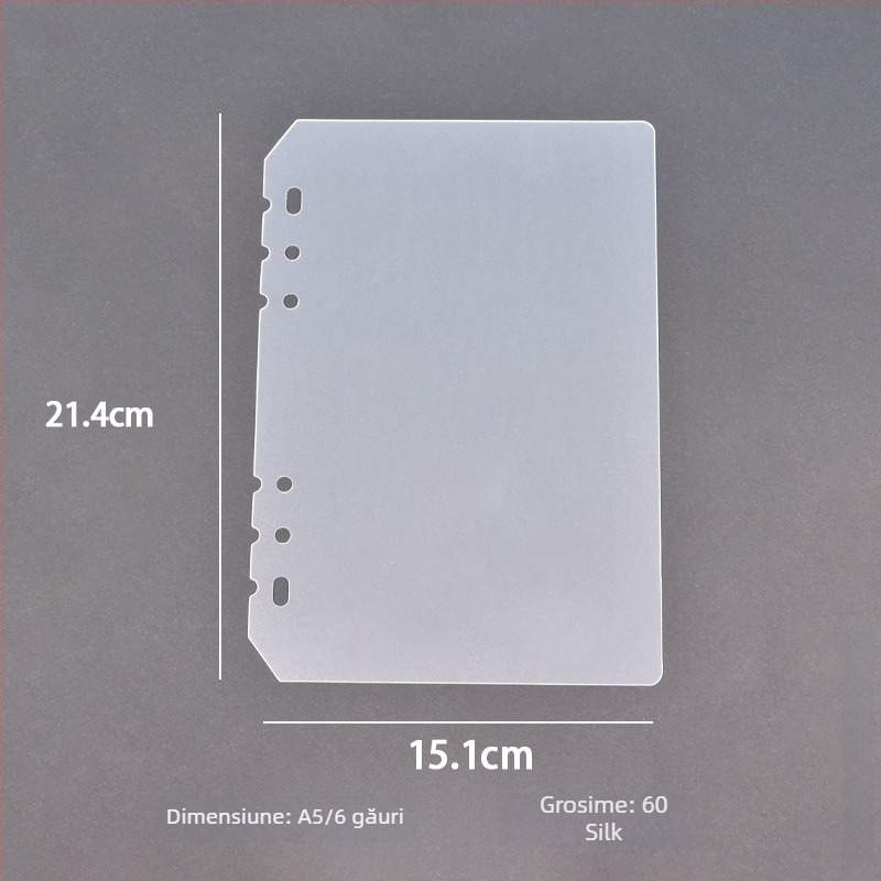 Divizor PP mat pentru A5/A6, pagini interioare goale și pagini separator universale cu 6 găuri pentru album de cărți