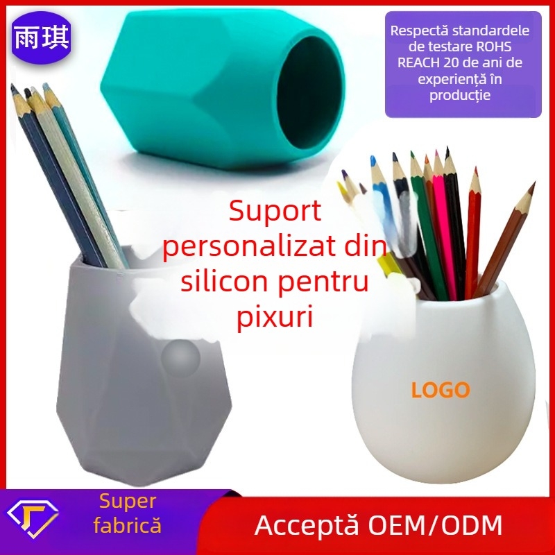 Suport circular din silicon pentru pixuri și creioane, organizator de birou pentru elevi, cutie de depozitare pentru machiaj și accesorii mici