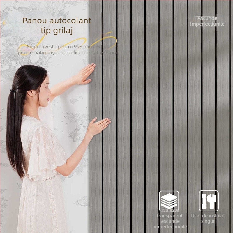 Autocolant decorativ de perete cu model grilă pentru fundal TV, autoadeziv rezistent la apă, potrivit pentru living și dormitor