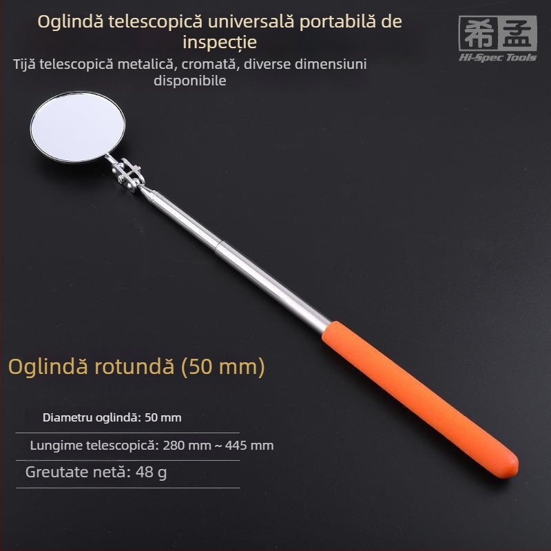 Oțel inoxidabil, oglindă telescopică universal pliabilă pentru inspecția sub mașină