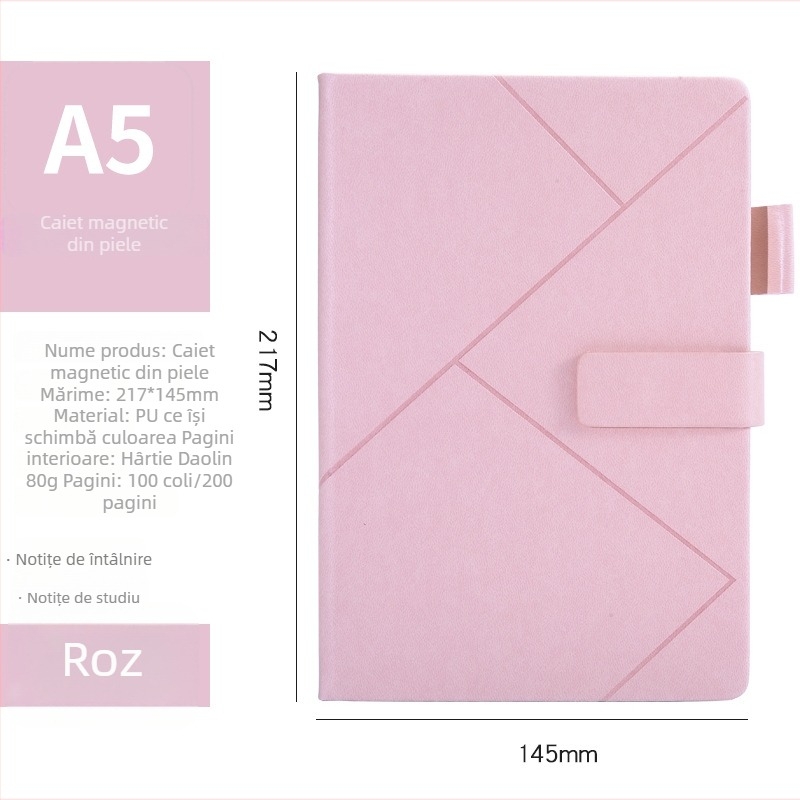 Caiet de afaceri personalizat, design minimalist, dimensiuni A5 și B5, jurnal retro creativ, copertă din piele artificială, legare cu adeziv, hârtie Daolin, 80 g/m², personalizarea logo-ului