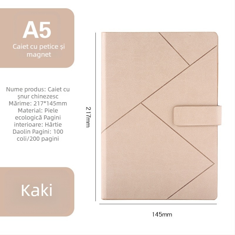 Caiet de afaceri personalizat, design minimalist, dimensiuni A5 și B5, jurnal retro creativ, copertă din piele artificială, legare cu adeziv, hârtie Daolin, 80 g/m², personalizarea logo-ului