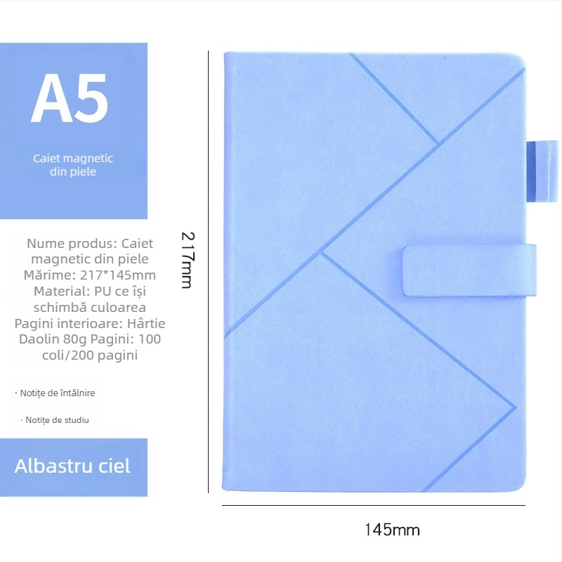 Caiet de afaceri personalizat, design minimalist, dimensiuni A5 și B5, jurnal retro creativ, copertă din piele artificială, legare cu adeziv, hârtie Daolin, 80 g/m², personalizarea logo-ului