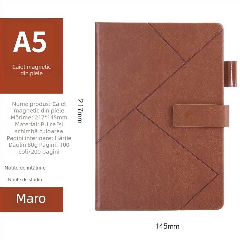 Caiet de afaceri personalizat, design minimalist, dimensiuni A5 și B5, jurnal retro creativ, copertă din piele artificială, legare cu adeziv, hârtie Daolin, 80 g/m², personalizarea logo-ului